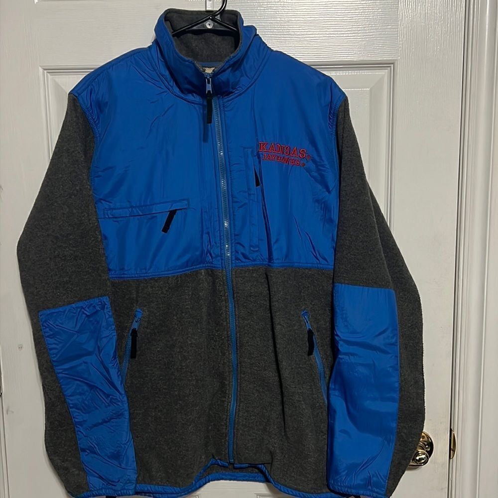 🔥🔥 Vintage KANSAS JAYHAWKS Reebok Heisman Windbreaker Jacket - Mens M (fits L)